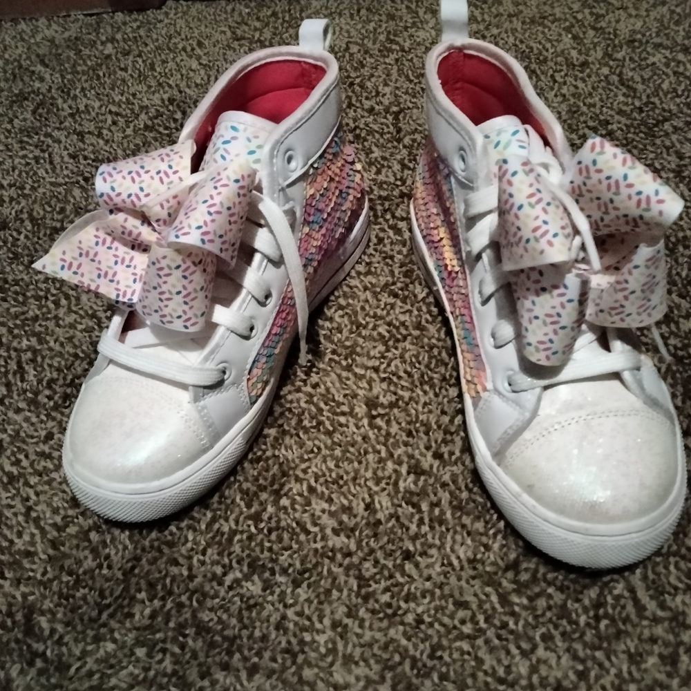 JoJo Siwa Pink Glitter Bow White Sneakers